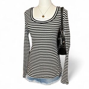 Grunge Black and White Striped Long Sleeve Top Bella Swan Core